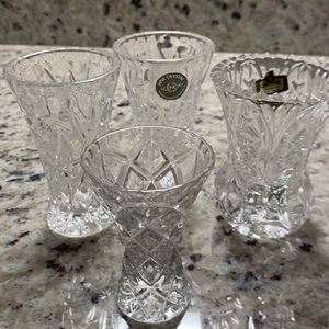 Antique petite 4 Pcs crystal sipping glasses or candle holders
